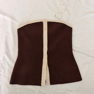 Abercrombie & Fitch Women's Ottoman Button-Through Tube Top Brown S